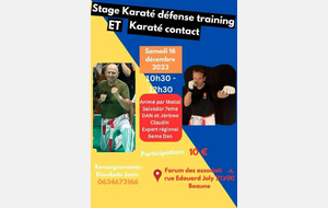 stage karaté défense training et karaté contact le 16/12/2023