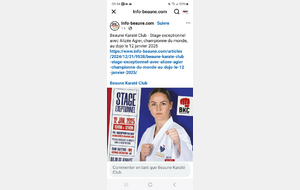article InfoBeaune du jour sur le stage du 12/01